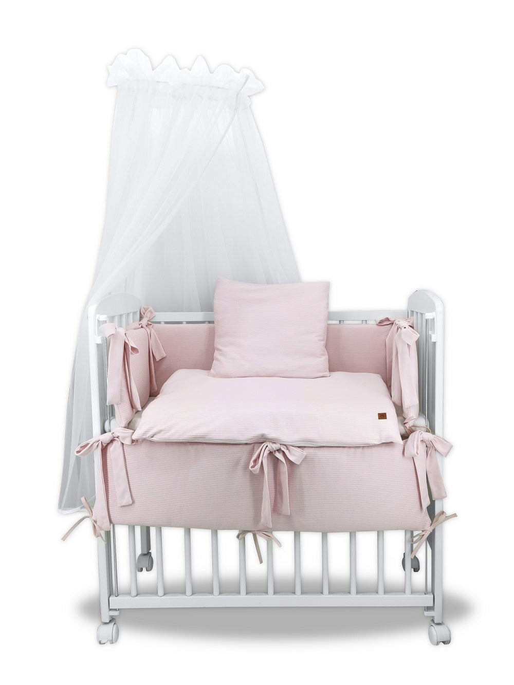 3in1 Beistellbett in Rosa mit Matratze und Baldachin – Komplettset