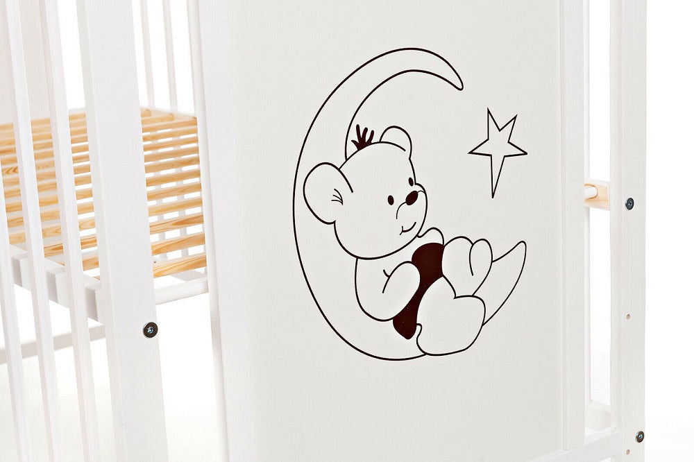 Babybett Teddybär weiß 60 × 120 mit Matratze - babyhafen.de