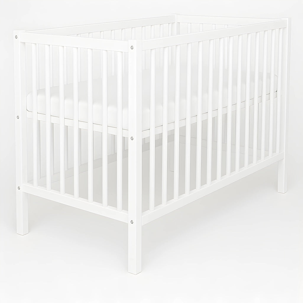Massives Babybett 60x120 cm mit Matratze aus Kiefernholz