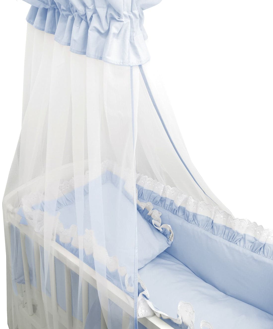 Bettwäscheset Blau mit Spitze für Royalbabybett 3in1 Babybett