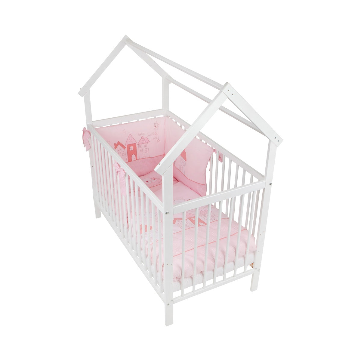Hausbett Home Sweet Rosa 60x120 Bio Bettset - babyhafen.de