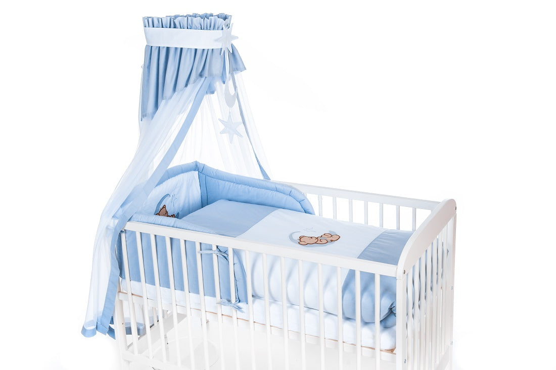 Komplettbett Babybett Teddy & Mond in Blau - babyhafen.de