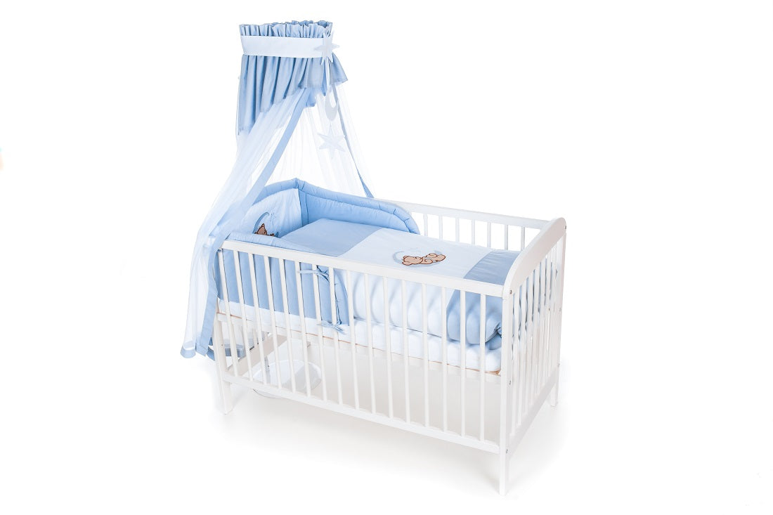 Komplettbett Babybett Teddy & Mond in Blau - babyhafen.de