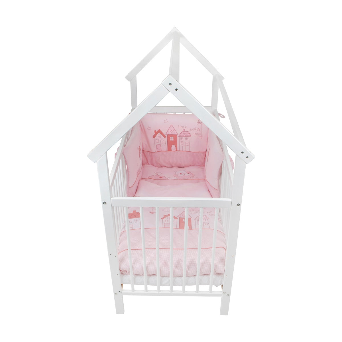 Hausbett Home Sweet Rosa 60x120 Bio Bettset - babyhafen.de