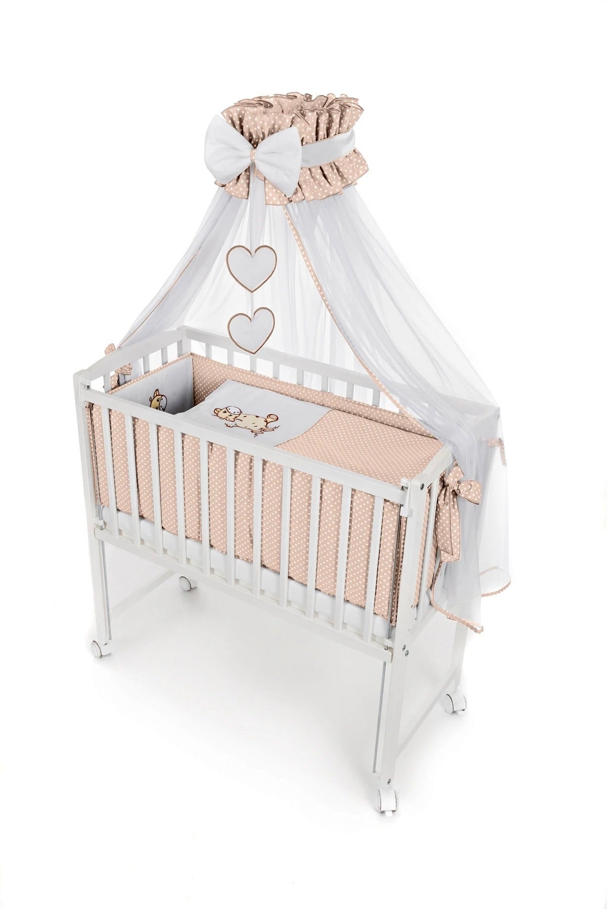 Komplettset: 8-teiliges Beistellbett 90x40 Giraffe – Beige & Grau
