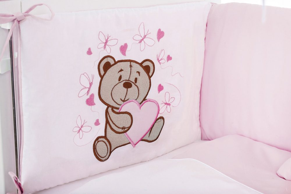 Beistellbett, weiß Boxspring inkl. textiler Ausstattung Teddy rosa - babyhafen.de