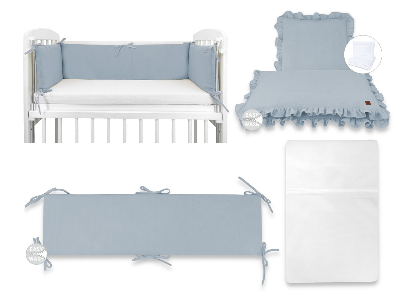 3in1 Beistellbett mit Musselin-Bettwäsche – weich & atmungsaktiv