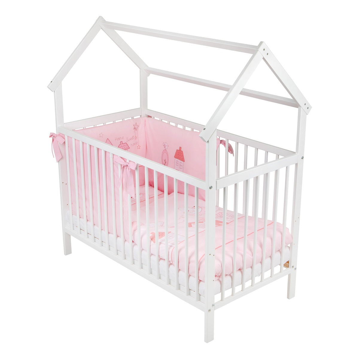 Hausbett Home Sweet Rosa 60x120 Bio Bettset - babyhafen.de