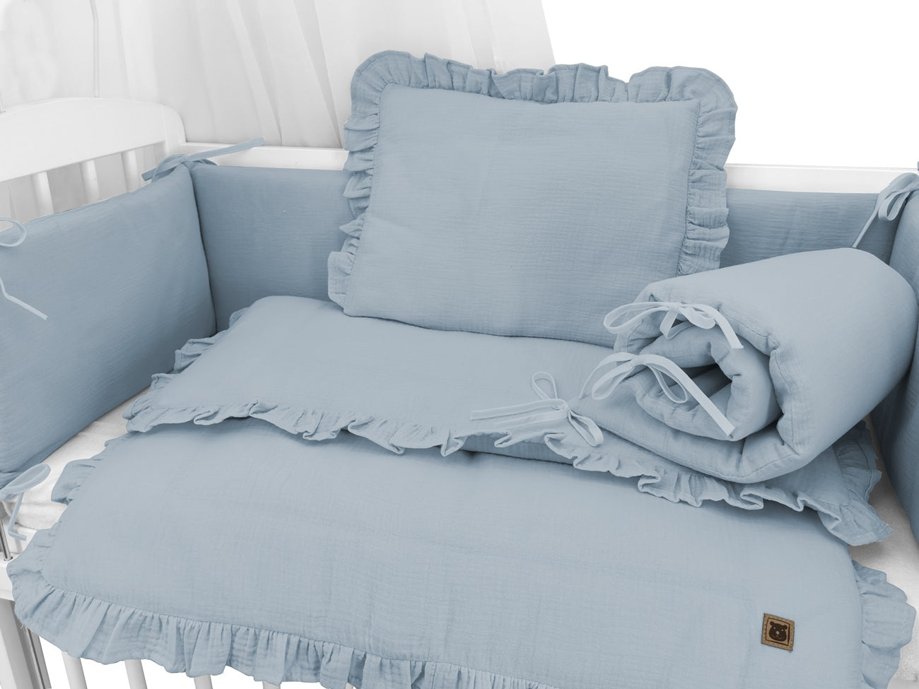 3in1 Beistellbett mit Musselin-Bettwäsche – weich & atmungsaktiv