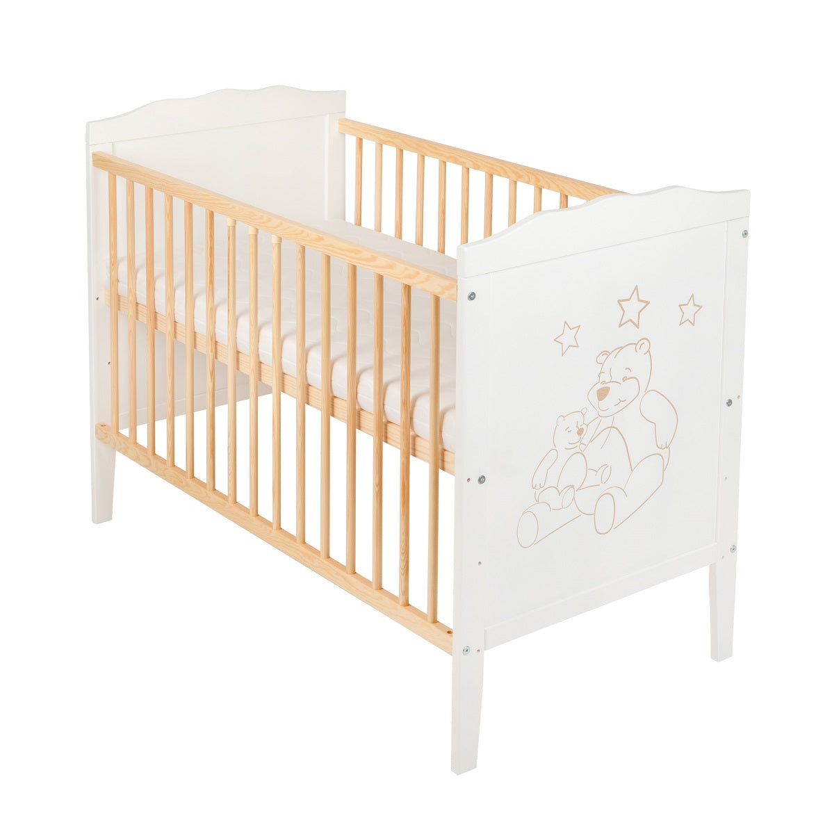 Komplettbett 60 × 120 White & Natur Schutzgitter - babyhafen.de
