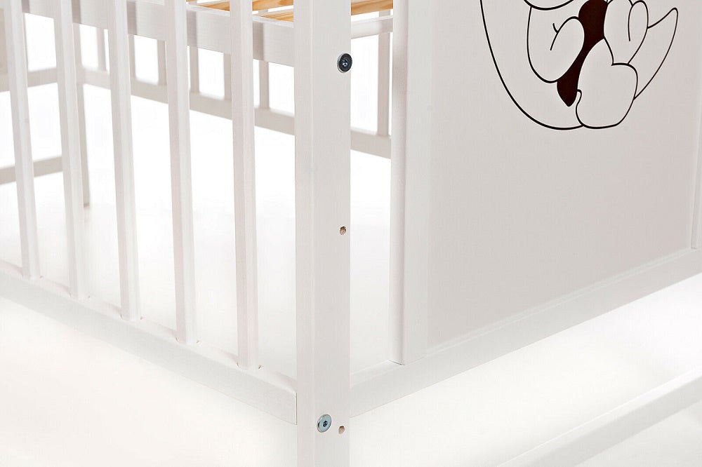 Babybett Teddybär weiß 60 × 120 mit Matratze - babyhafen.de