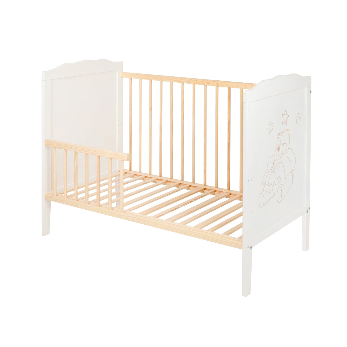 Komplettbett 60 × 120 White & Natur Schutzgitter - babyhafen.de