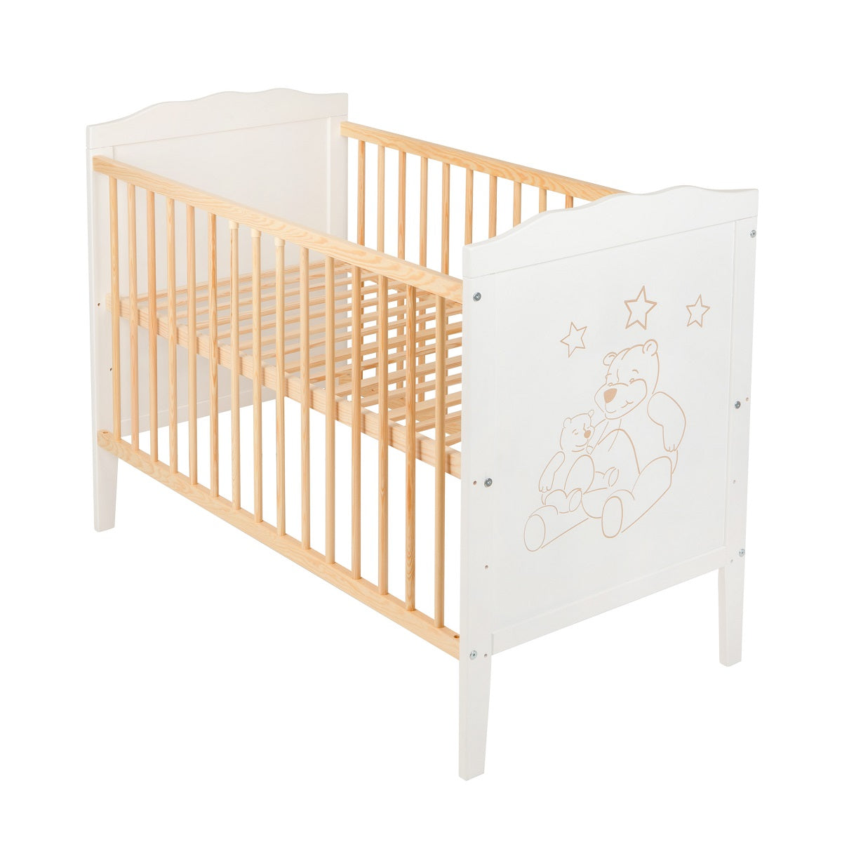 Komplettbett 60 × 120 White & Natur Schutzgitter - babyhafen.de