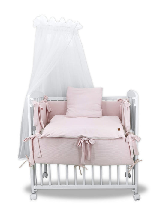 3in1 Beistellbett in Rosa mit Matratze und Baldachin – Komplettset