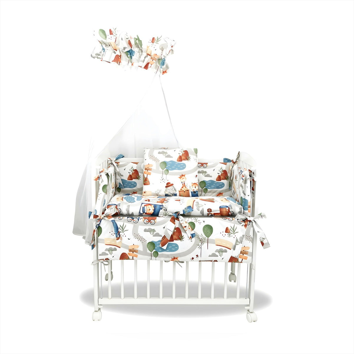 RoyalBabyBett 3in1 Beistellbett Baby Animals Weiß mit Höhenverstellung