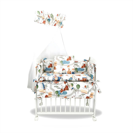 RoyalBabyBett 3in1 Beistellbett Baby Animals Weiß mit Höhenverstellung