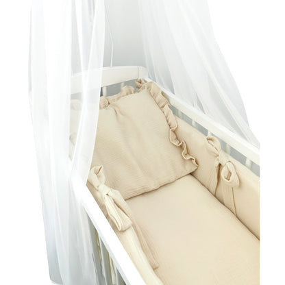 Beistellbett 3in1 mit Musselin-Bettwäsche in Beige_Royalbabybett