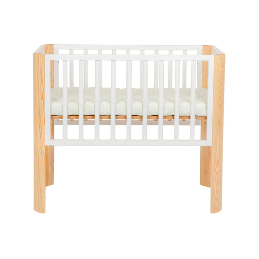 Baby Beistellbett Weiß mit Matratze & Gurt, 90×40 cm