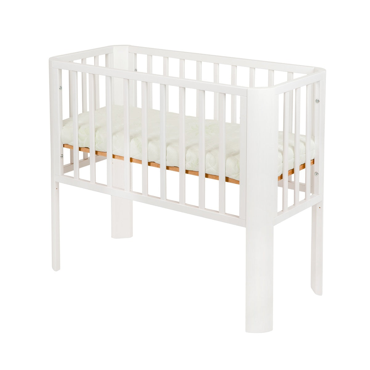Babybett 3in1 mit Himmelstange und Rollen – flexibel nutzbar als Beistellbett oder Stubenwagen