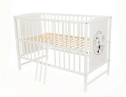 Babybett Teddybär weiß 60 × 120 mit Matratze - babyhafen.de 