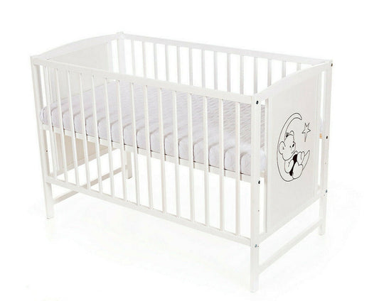 Babybett Teddybär weiß 60 × 120 mit Matratze - babyhafen.de 