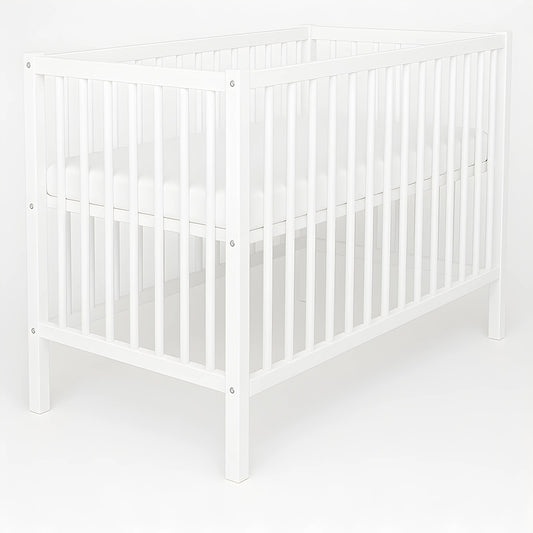 Massives Babybett 60x120 cm mit Matratze aus Kiefernholz