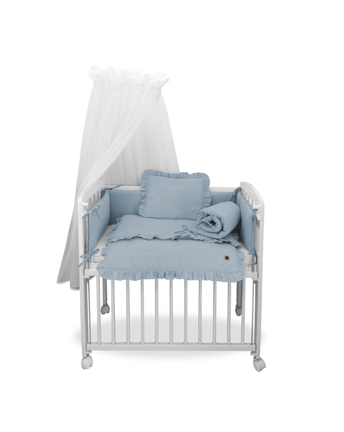 Beistellbett_3in1_aus_Kiefernholz_in_Weiss_mit_Musselin-Bettwaesche