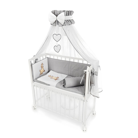 Babybett mit absenkbarer Seite und Rollen im Giraffen-Design