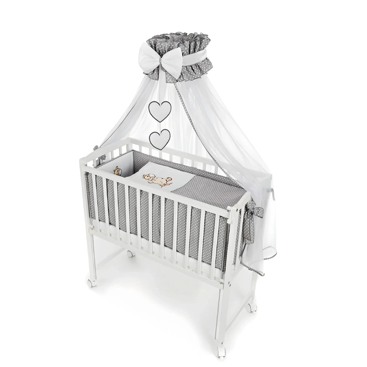 Babybett mobil mit Schaummatratze und Dekoschleife