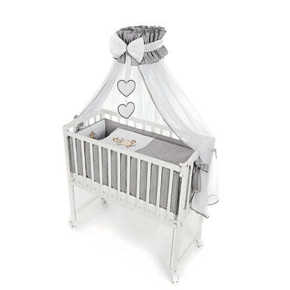 Babybett mobil mit Schaummatratze und Dekoschleife