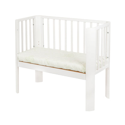 Baby Beistellbett 2in1, weiß, mit Matratze Gurte - babyhafen.de 