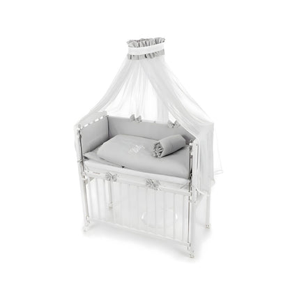 Beistellbett 90x40 Weiß – Komplettset mit Matratze, Rollen & HERZEN-Bettwäsche, boxspring-geeignet 