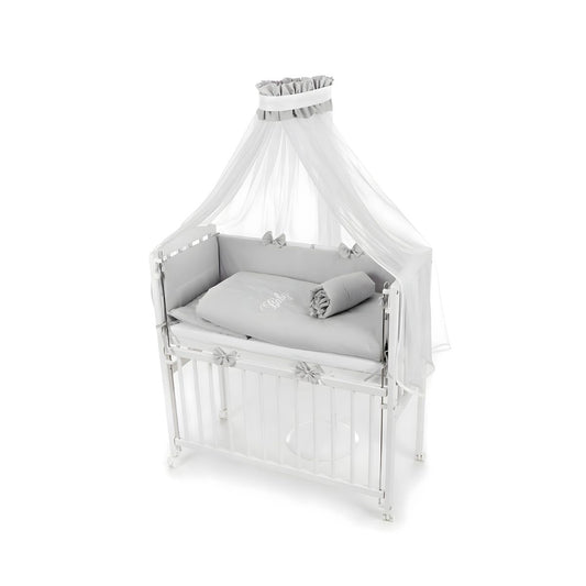 Beistellbett 90x40 Weiß – Komplettset mit Matratze, Rollen & HERZEN-Bettwäsche, boxspring-geeignet 