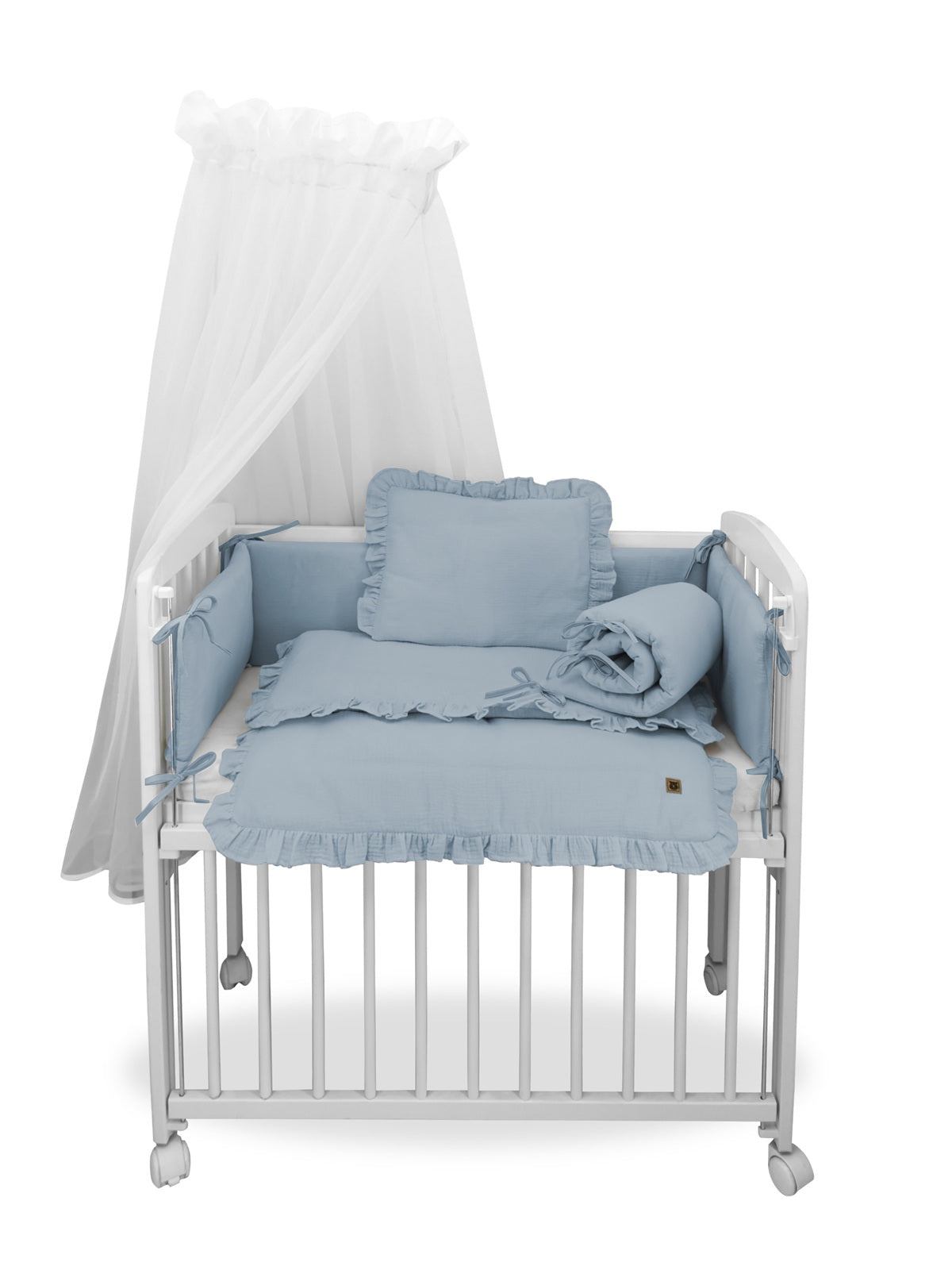 3in1 Beistellbett mit Musselin-Bettwäsche – weich & atmungsaktiv