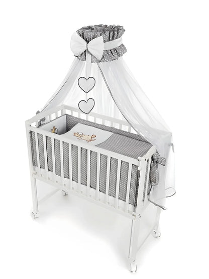 Komplettset: 8-teiliges Beistellbett 90x40 Giraffe – Beige & Grau