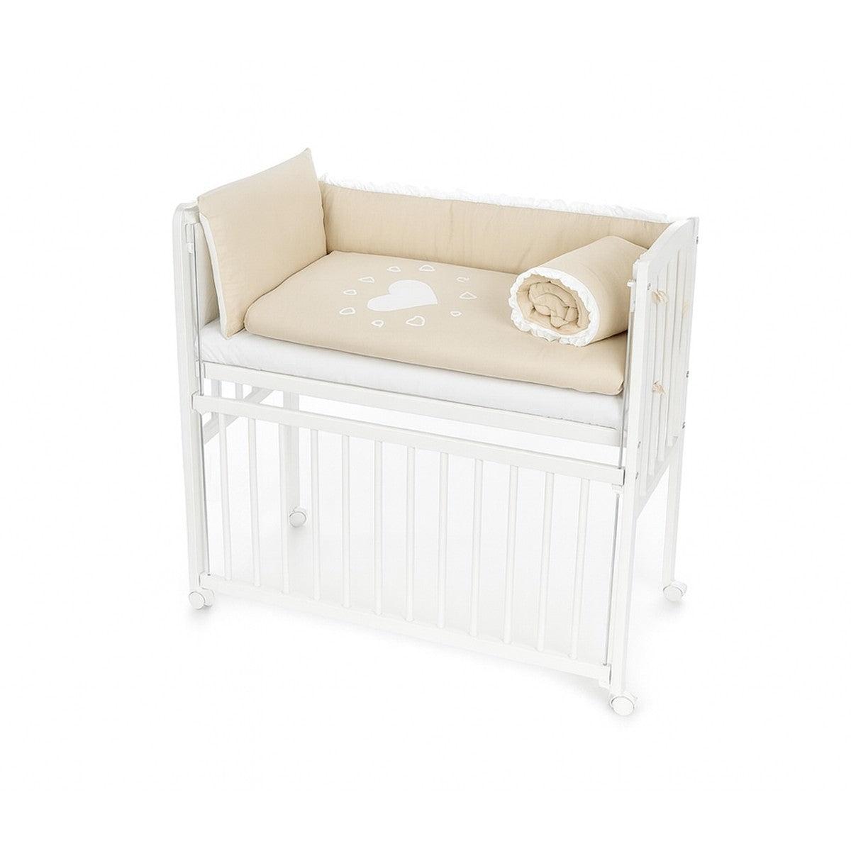 Beistellbett 90x40 Beige mit Herzmotiv – Komfort für Ihr Baby