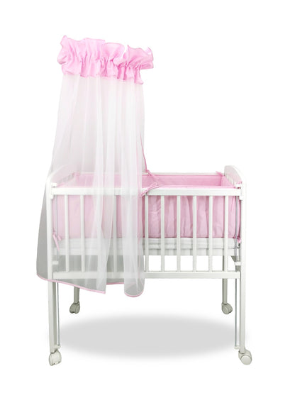 Beistellbett Boxspring Weiß inkl. rosa Teddybären-Bettwäsche