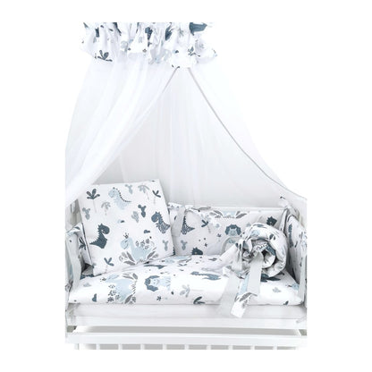 Beistellbett Baby Vollausstattung Dino in Blau_Baumwolle