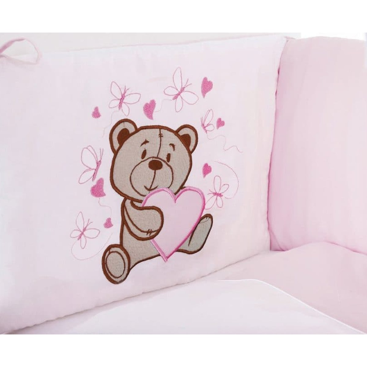 Beistellbett, weiß Boxspring inkl. textiler Ausstattung Teddy rosa - babyhafen.de 