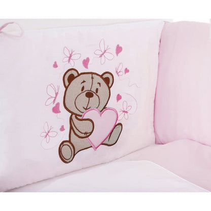 Beistellbett, weiß Boxspring inkl. textiler Ausstattung Teddy rosa - babyhafen.de 