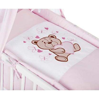 Bettwaescheset-Nestchen-Beistellbett-Boxspring-inkl.-textiler-Ausstattung-Teddy-rosa
