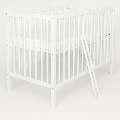 Massives Babybett 60x120 cm mit Matratze aus Kiefernholz