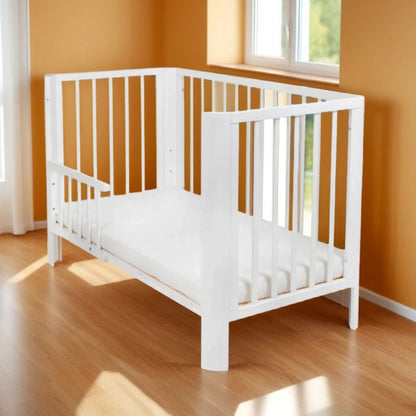 Philou Baby und Kinderbett 60x120 cm Weiß mit Runde Beine
