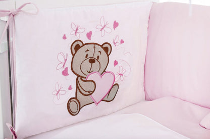 Beistellbett, weiß Boxspring inkl. textiler Ausstattung Teddy rosa - babyhafen.de 