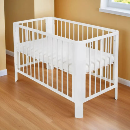 Philou Baby und Kinderbett 60x120 cm Weiß mit Runde Beine