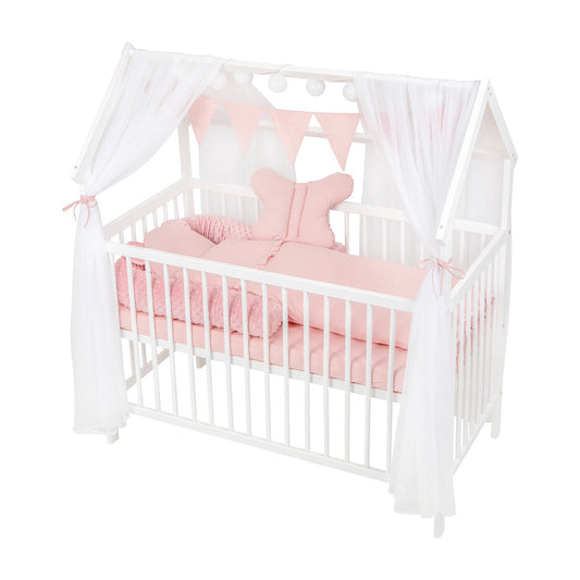 Royal Hausbett 60x120 in Rosa – stilvolles Komplettbett für Mädchen mit Himmel & Deko