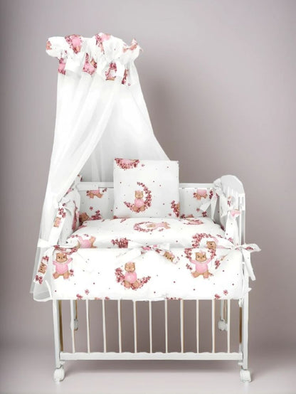 Beistellbett mit Tanzendes Tier für Babybett Farbe Rosa