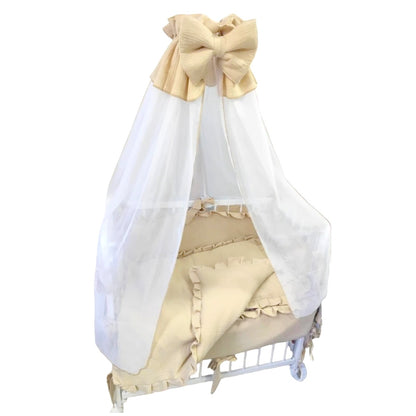 Beistellbett 3in1 mit Musselin-Bettwäsche in Beige