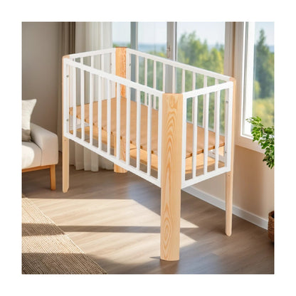 Babyhafen Babybett 2in1 mit Matratze und Holzrahmen