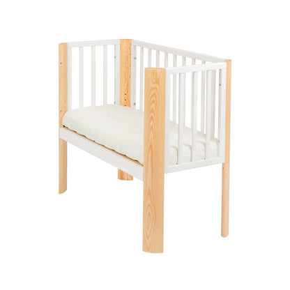 Beistellbett für Babys mit Matratze, weiß-naturfarben